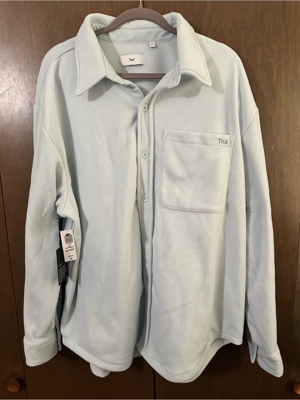 Aritzia TNA Sno Polar Button-Up Shirt Fleece Glacier Blue NWT Size 2XL Cozy - Picture 7 of 16